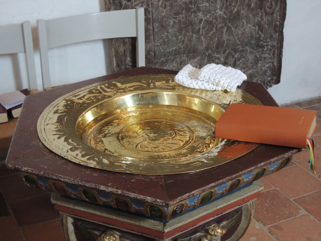 Old baptistery ready for a baptism